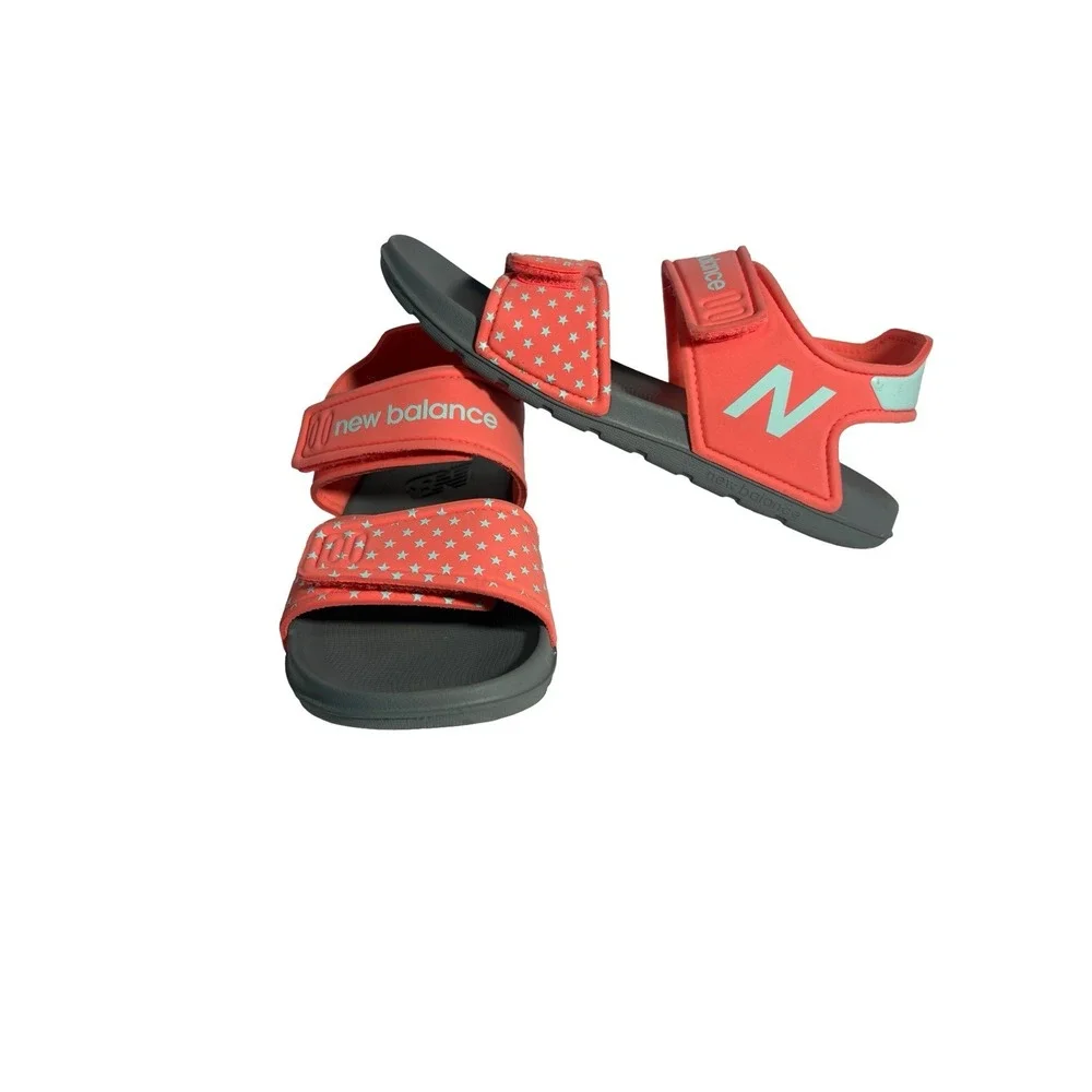 New Balance Kids' Adjustable Star Pattern Coral Sandals Sz 2‎